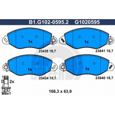 B1.G102-0595.2 GALFER Комплект тормозных колодок, дисковый тормоз