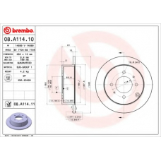 08.A114.11 BREMBO Тормозной диск