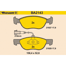 BA2143 BARUM Комплект тормозных колодок, дисковый тормоз