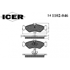 141102-046 ICER Комплект тормозных колодок, дисковый тормоз