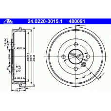 24.0220-3015.1 ATE Тормозной барабан