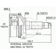 OJ-0446 InterParts Шарнирный комплект, приводной вал