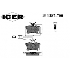 181387-700 ICER Комплект тормозных колодок, дисковый тормоз