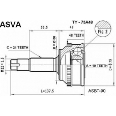 TY-73A48 ASVA Шарнирный комплект, приводной вал