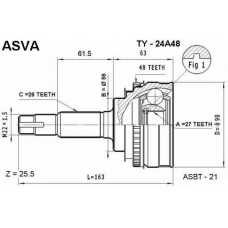 TY-24A48 ASVA Шарнирный комплект, приводной вал