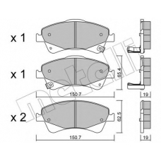 22-0878-0 METELLI Комплект тормозных колодок, дисковый тормоз