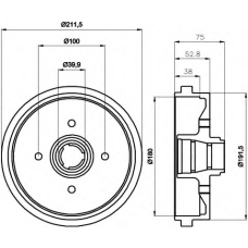 8DT 355 301-631 HELLA Тормозной барабан