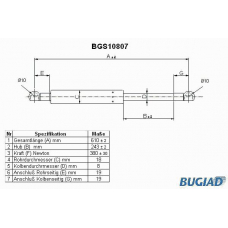 BGS10807 BUGIAD Газовая пружина, крышка багажник