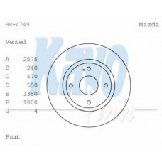 BR-4749 KAVO PARTS Тормозной диск