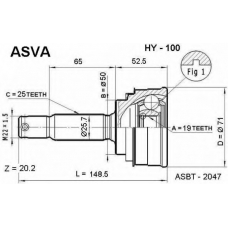 HY-100 ASVA Шарнирный комплект, приводной вал