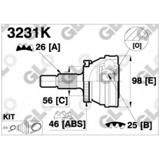 3231K GLO Шарнирный комплект, приводной вал