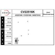 CV22516K EAI Шарнирный комплект, приводной вал