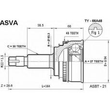 TY-66A48 ASVA Шарнирный комплект, приводной вал