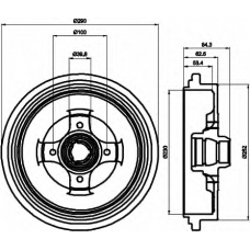 8DT 355 301-711 HELLA Тормозной барабан