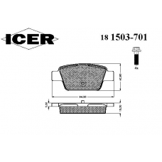 181503-701 ICER Комплект тормозных колодок, дисковый тормоз