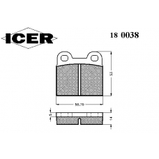 180038 ICER Комплект тормозных колодок, дисковый тормоз