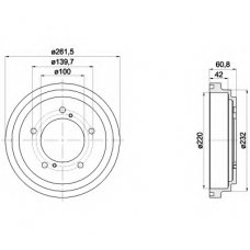 8DT 355 301-951 HELLA Тормозной барабан