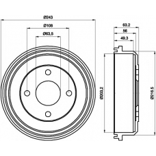 8DT 355 301-291 HELLA PAGID Тормозной барабан