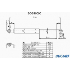 BGS10595 BUGIAD Газовая пружина, крышка багажник