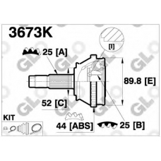 3673K GLO Шарнирный комплект, приводной вал