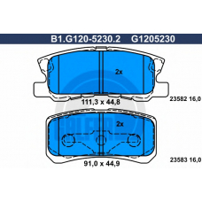 B1.G120-5230.2 GALFER Комплект тормозных колодок, дисковый тормоз