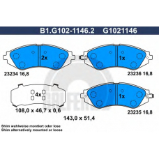 B1.G102-1146.2 GALFER Комплект тормозных колодок, дисковый тормоз