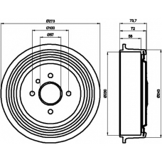 8DT 355 300-951 HELLA PAGID Тормозной барабан