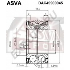 DAC49900045 ASVA Подшипник ступицы колеса