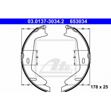 03.0137-3034.2 ATE Комплект тормозных колодок, стояночная тормозная с