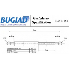 BGS11152 BUGIAD Газовая пружина, заднее стекло