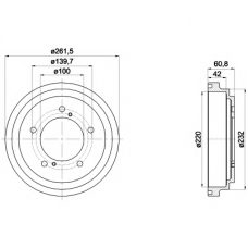 8DT 355 301-951 HELLA PAGID Тормозной барабан