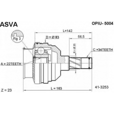 OPIU-5004 ASVA Шарнирный комплект, приводной вал