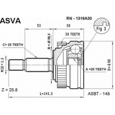 RN-1316A30 ASVA Шарнирный комплект, приводной вал