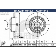 B1.G211-0145.1 GALFER Тормозной диск