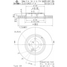 09.A047.30 BREMBO Тормозной диск