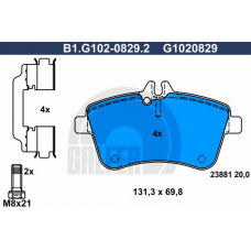 B1.G102-0829.2 GALFER Комплект тормозных колодок, дисковый тормоз