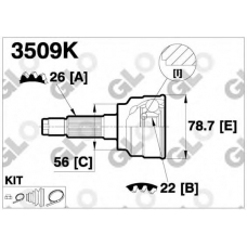 3509K GLO Шарнирный комплект, приводной вал