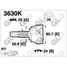 3630K GLO Шарнирный комплект, приводной вал