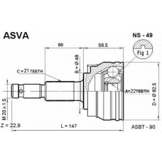 NS-49 ASVA Шарнирный комплект, приводной вал