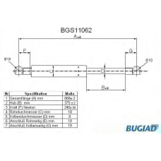 BGS11062 BUGIAD Газовая пружина, крышка багажник