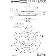 09.A732.11 BREMBO Тормозной диск