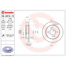 08.A916.10 BREMBO Тормозной диск