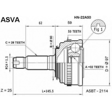 HN-22A50 ASVA Шарнирный комплект, приводной вал