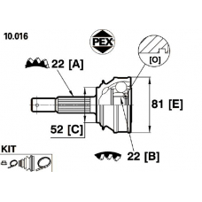 10.016 PEX Шарнир, приводной вал