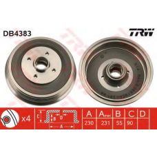 DB4383 TRW Тормозной барабан