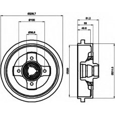 8DT 355 301-701 HELLA Тормозной барабан