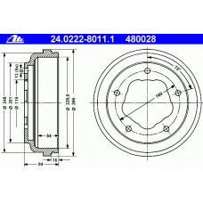 24.0222-8011.1 ATE Тормозной барабан