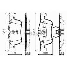 0 986 TB3 157 BOSCH Комплект тормозных колодок, дисковый тормоз