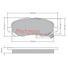 1170133 METZGER Комплект тормозных колодок, дисковый тормоз