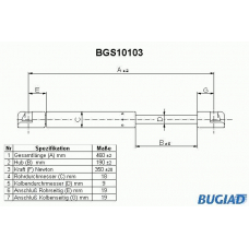 BGS10103 BUGIAD Газовая пружина, крышка багажник